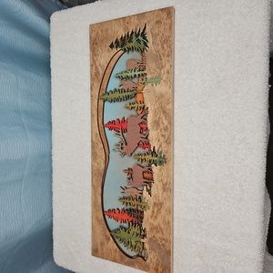 Custom Wildlife Wood Engraving Sign - Forest Elk Scene